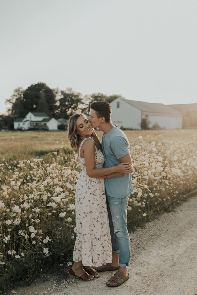 couples photo shoot in a sunny field  in madison, WI
