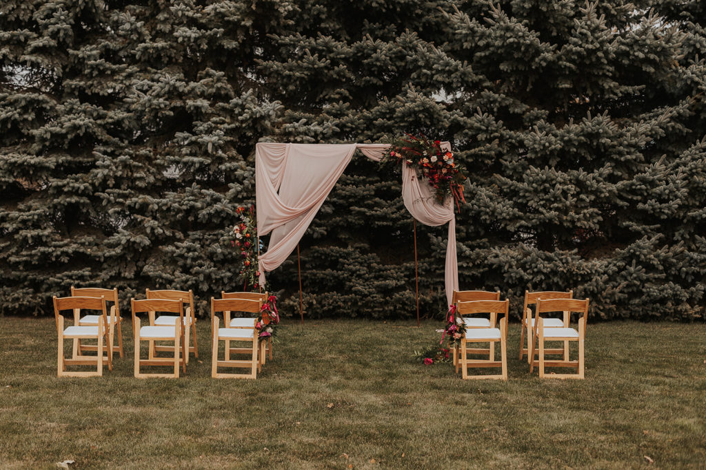 intimate backyard wedding alter
