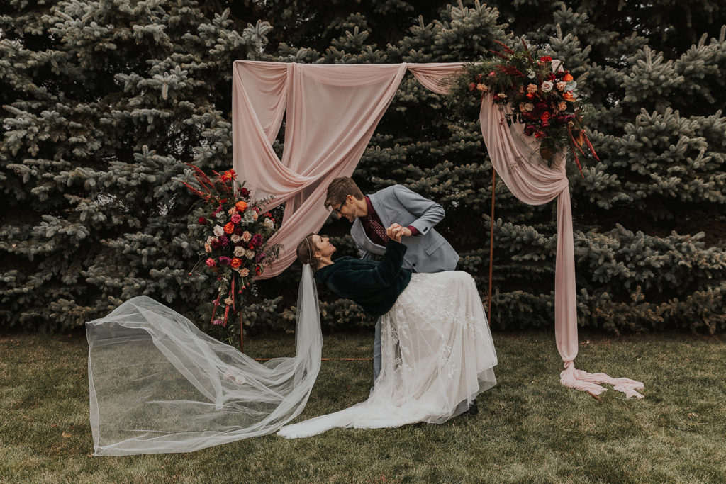 intimate backyard wedding bridal portrait